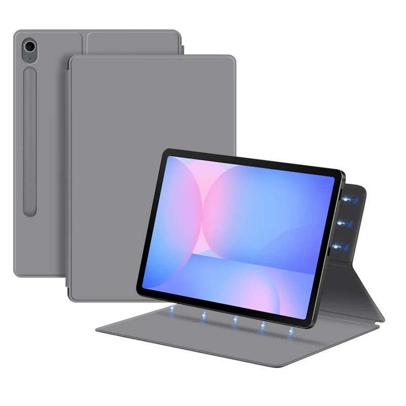 For Samsung Galaxy Tab S10 FE Case Stand Magnetic Leather Tablet Cover with Auto Sleep  /  Wake - Grey