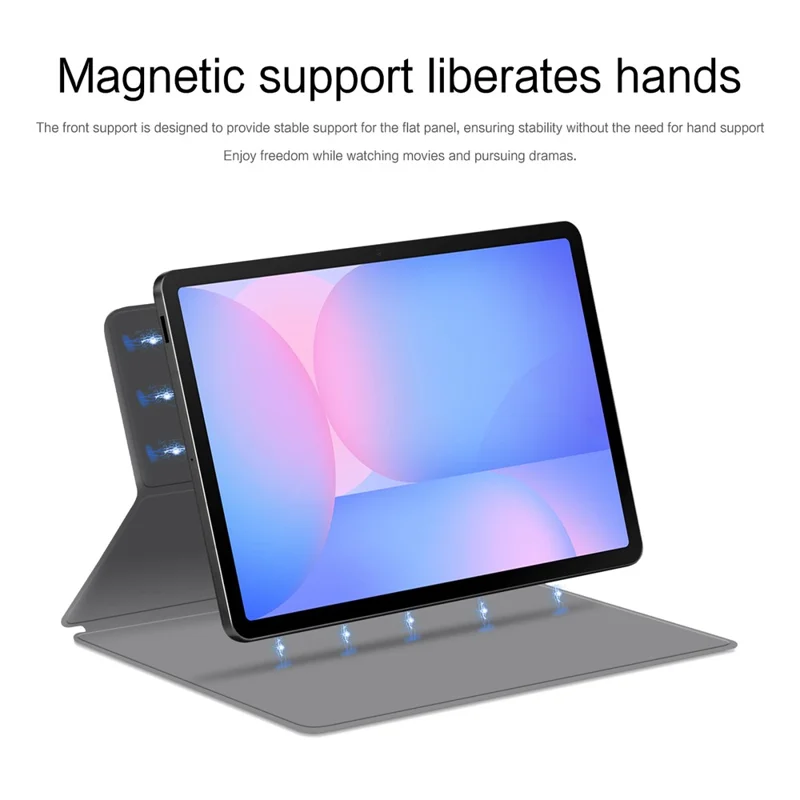 For Samsung Galaxy Tab S10 FE Case Stand Magnetic Leather Tablet Cover with Auto Sleep  /  Wake - Grey