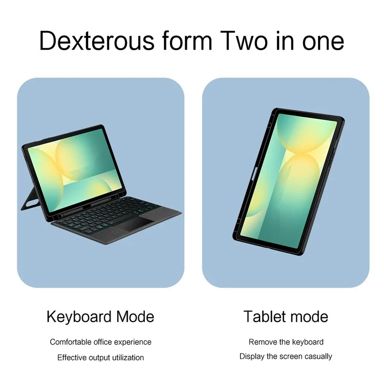 Étui en cuir pour Samsung Galaxy Tab S10 FE + Clavier Bluetooth avec pavé tactile rétroéclairé