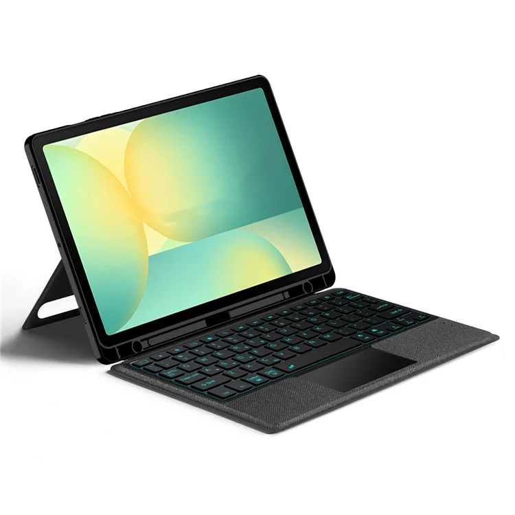 Étui en cuir pour Samsung Galaxy Tab S10 FE + Clavier Bluetooth avec pavé tactile rétroéclairé