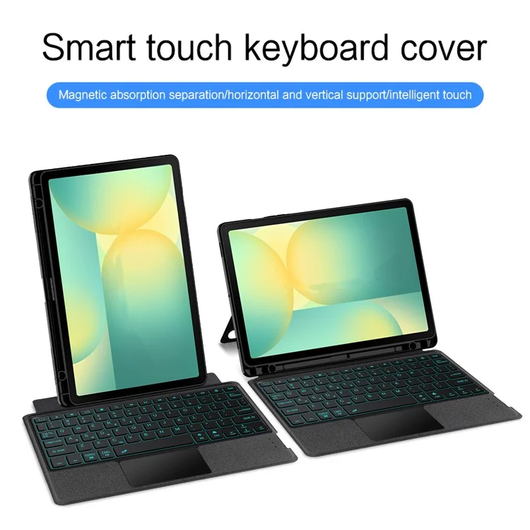 Étui en cuir pour Samsung Galaxy Tab S10 FE + Clavier Bluetooth avec pavé tactile rétroéclairé