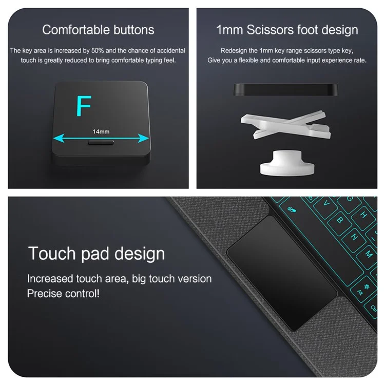 Étui en cuir pour Samsung Galaxy Tab S10 FE + Clavier Bluetooth avec pavé tactile rétroéclairé
