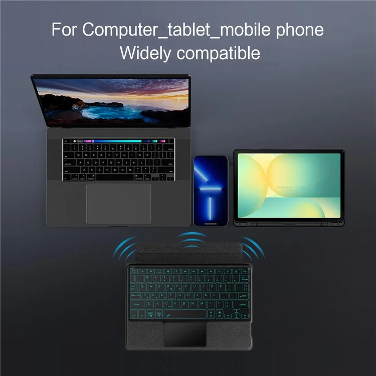 Étui en cuir pour Samsung Galaxy Tab S10 FE + Clavier Bluetooth avec pavé tactile rétroéclairé