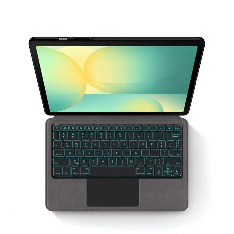 For Samsung Galaxy Tab S10 FE Leather Case + Touchpad Bluetooth-Compatible Keyboard with Backlit