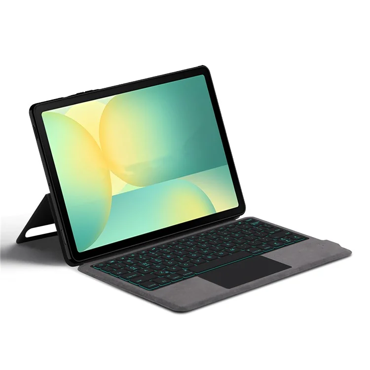 For Samsung Galaxy Tab S10 FE Leather Case + Touchpad Bluetooth-Compatible Keyboard with Backlit