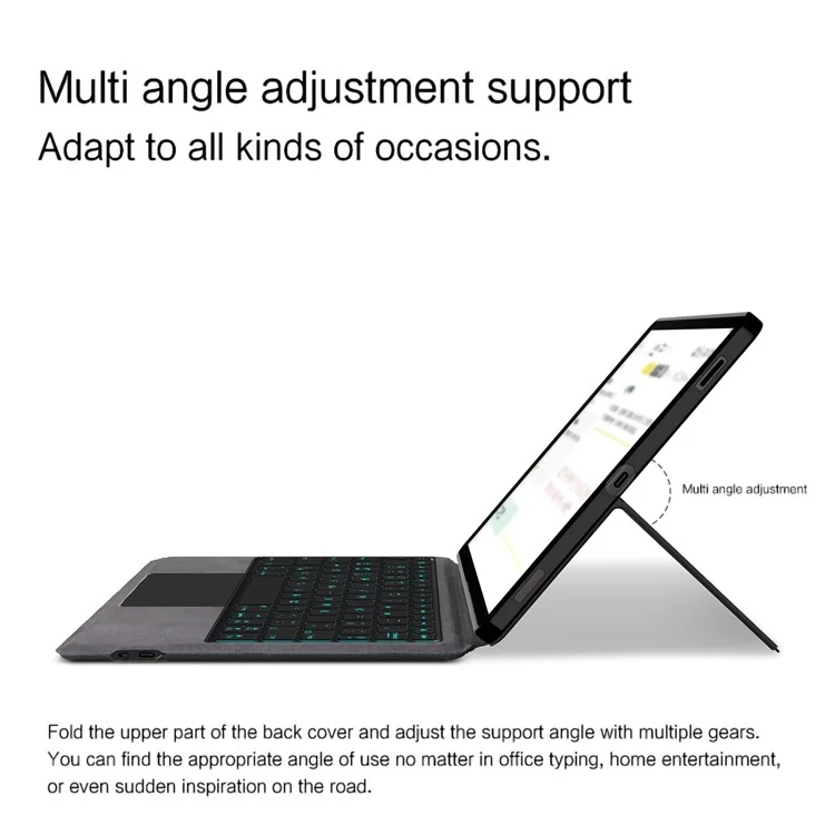 For Samsung Galaxy Tab S10 FE Leather Case + Touchpad Bluetooth-Compatible Keyboard with Backlit