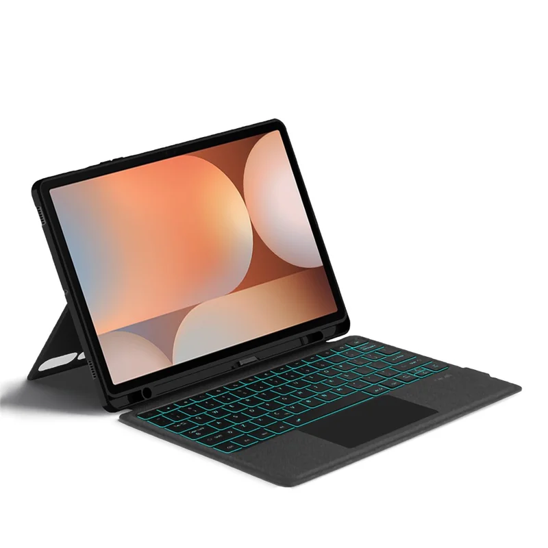 For Samsung Galaxy Tab S10+ Leather Case + Bluetooth-Compatible Keyboard with Backlight Trackpad