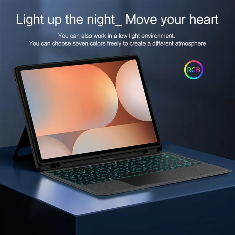 For Samsung Galaxy Tab S10+ Leather Case + Bluetooth-Compatible Keyboard with Backlight Trackpad