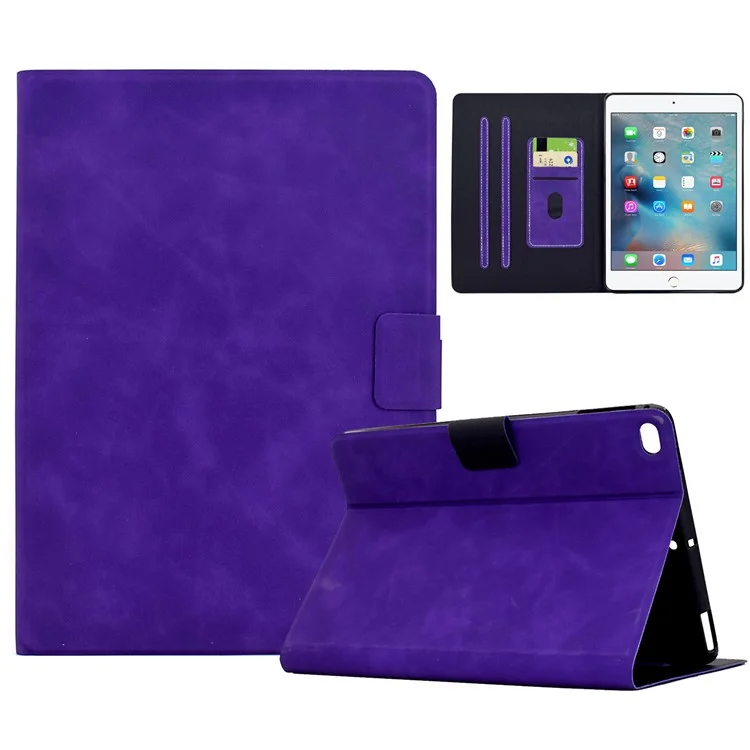 Capa de Couro para iPad mini (2019) 7,9 Polegadas / Mini 4 / Mini 3 / Mini 2 / Capa para Tablet Mini com Compartimentos para Cartões - Roxa