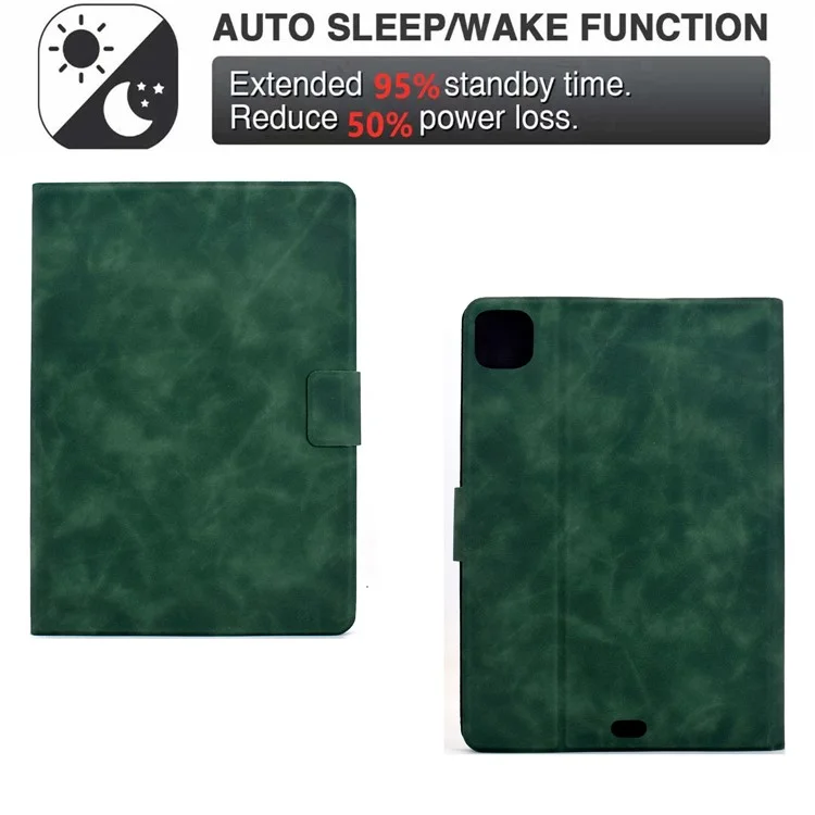 Funda para Tablet para iPad Air 11 (2025) / (2024) / Air (2022) / (2020) / Pro 11 (2022) / (2021) / (2020) / (2018), Cubierta de Piel de PU con Ranuras para Tarjetas - Verde