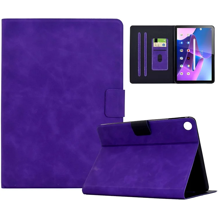 Capa para Lenovo Tab M10 (3ª Geração) em Couro Sintético com Compartimentos para Cartões - Roxa