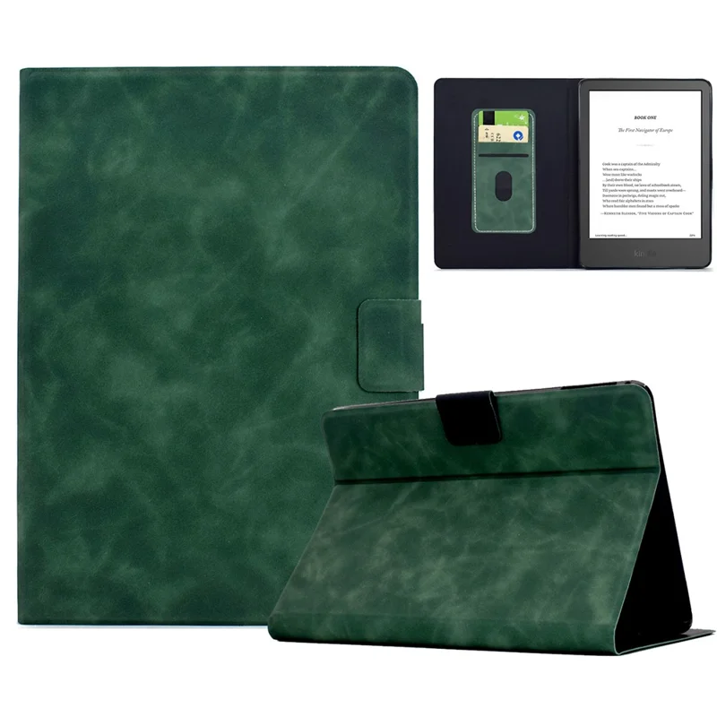 For Amazon Kindle 11th (2024) / 6" (2022) Case PU Leather Tablet Cover with Card Slots - Green