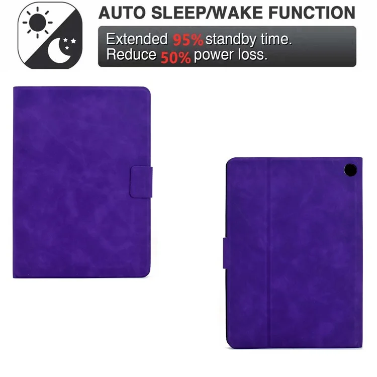 For Amazon Fire 7 (2022) Case PU Leather Tablet Cover with Card Slots - Purple