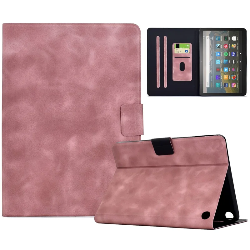 For Amazon Fire HD 8 (2022) / (2020) Case PU Leather Tablet Cover with Card Slots - Pink