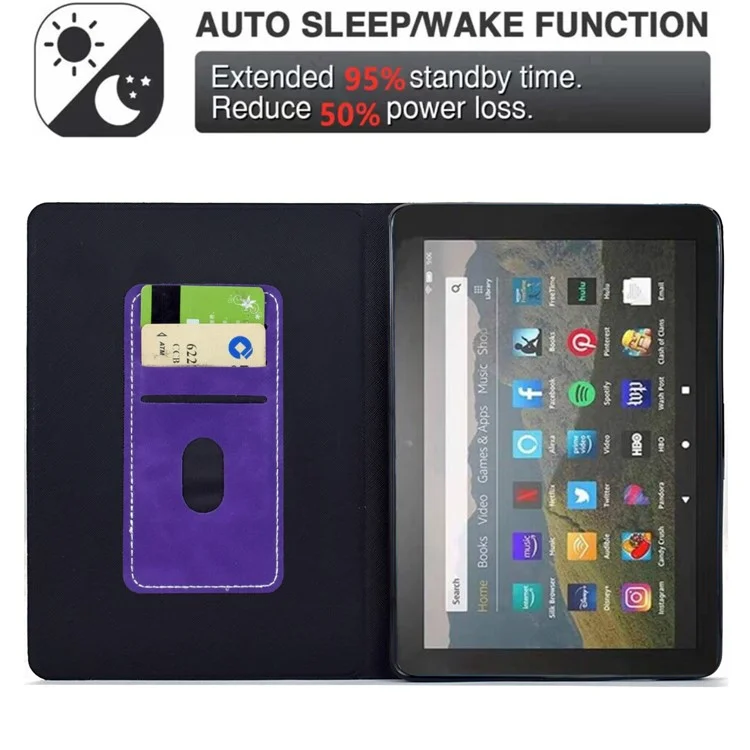 Capa para Amazon Kindle Paperwhite 6 (2024) em Couro Sintético com Compartimentos para Cartões - Roxo