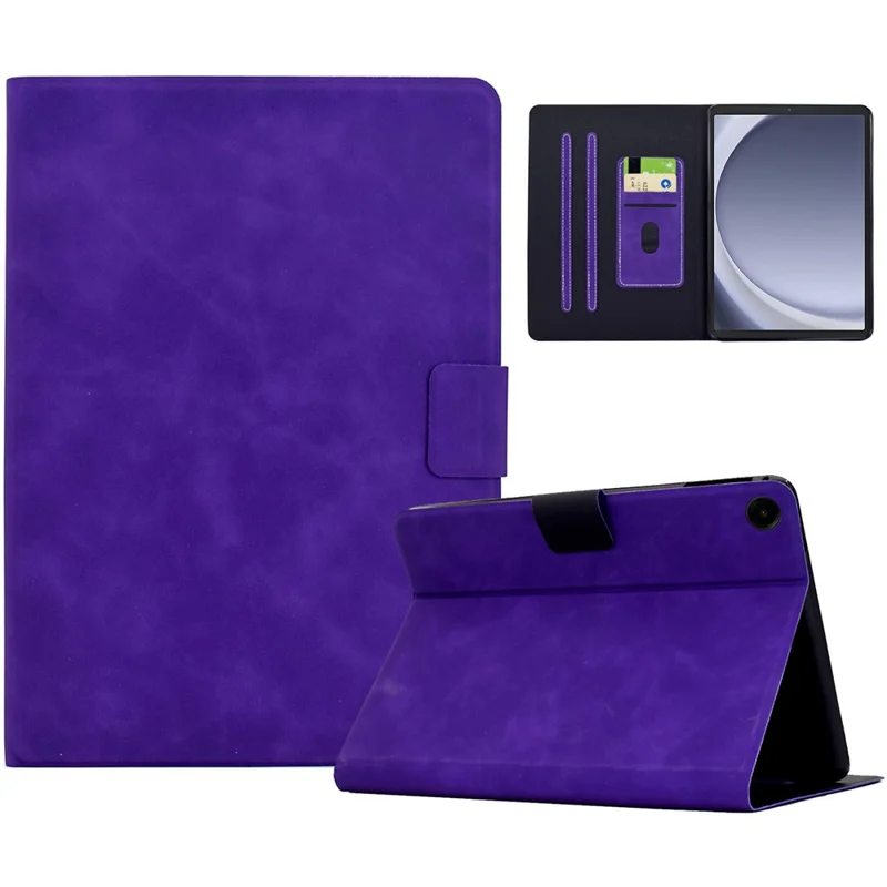 For Samsung Galaxy Tab A9 Case PU Leather Tablet Cover with Card Slots - Purple