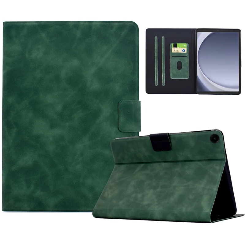 For Samsung Galaxy Tab A9 Case PU Leather Tablet Cover with Card Slots - Green