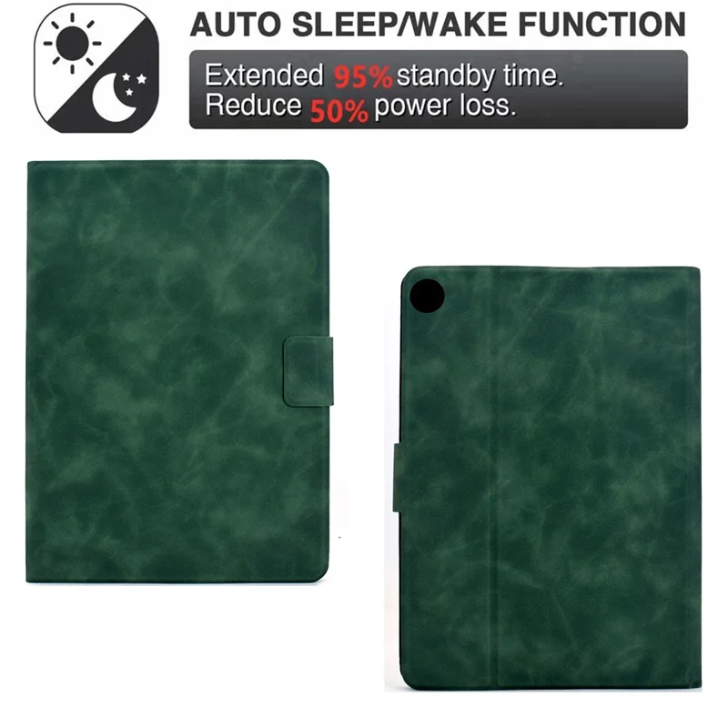 For Samsung Galaxy Tab A9 Case PU Leather Tablet Cover with Card Slots - Green