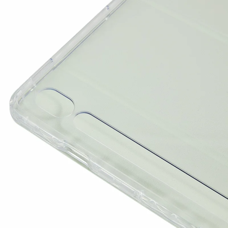 For Samsung Galaxy Tab S10 FE+ Case PU Leather Origami Stand Clear Tablet Cover - Light Green