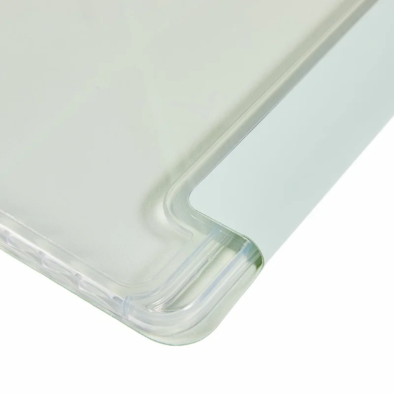 For Samsung Galaxy Tab S10 FE+ Case PU Leather Origami Stand Clear Tablet Cover - Light Green