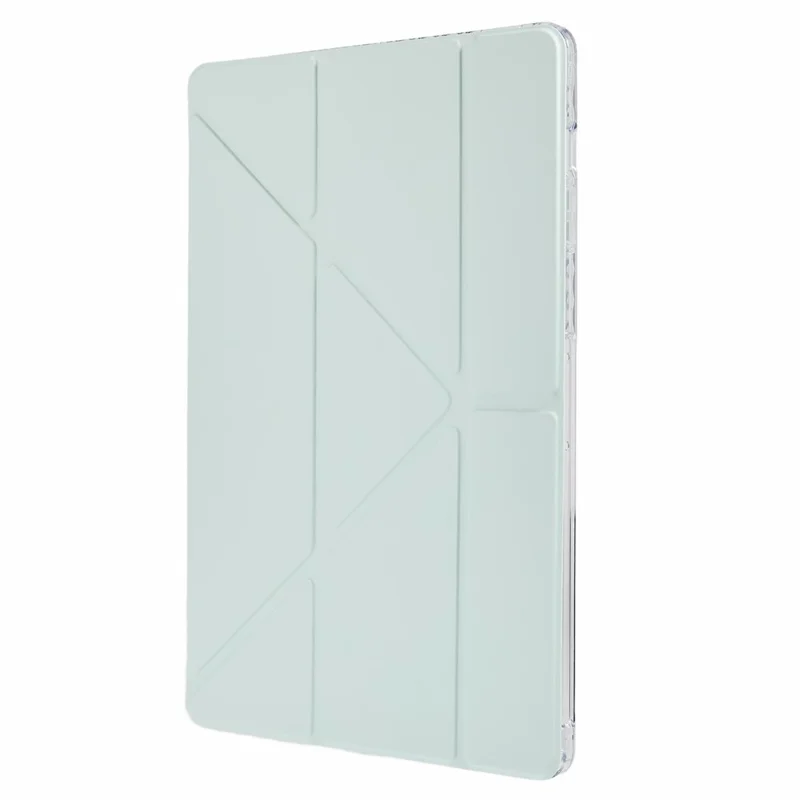 For Samsung Galaxy Tab S10 FE+ Case PU Leather Origami Stand Clear Tablet Cover - Light Green