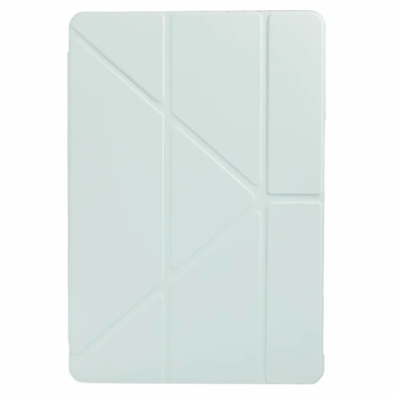 For Samsung Galaxy Tab S10 FE+ Case PU Leather Origami Stand Clear Tablet Cover - Light Green