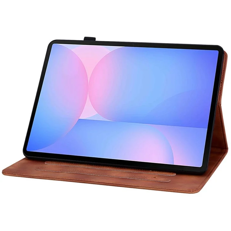 Für Samsung Galaxy Tab S10 FE+ Hülle Lilien-Blumen-Prägung Kartenfächer Leder Tablet Schutzhülle - Braun