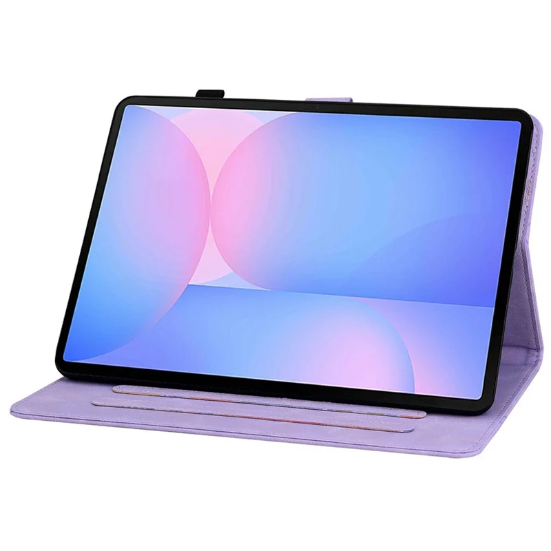 For Samsung Galaxy Tab S10 FE+ Case Lily Flower Imprint Card Slots Leather Tablet Cover - Purple