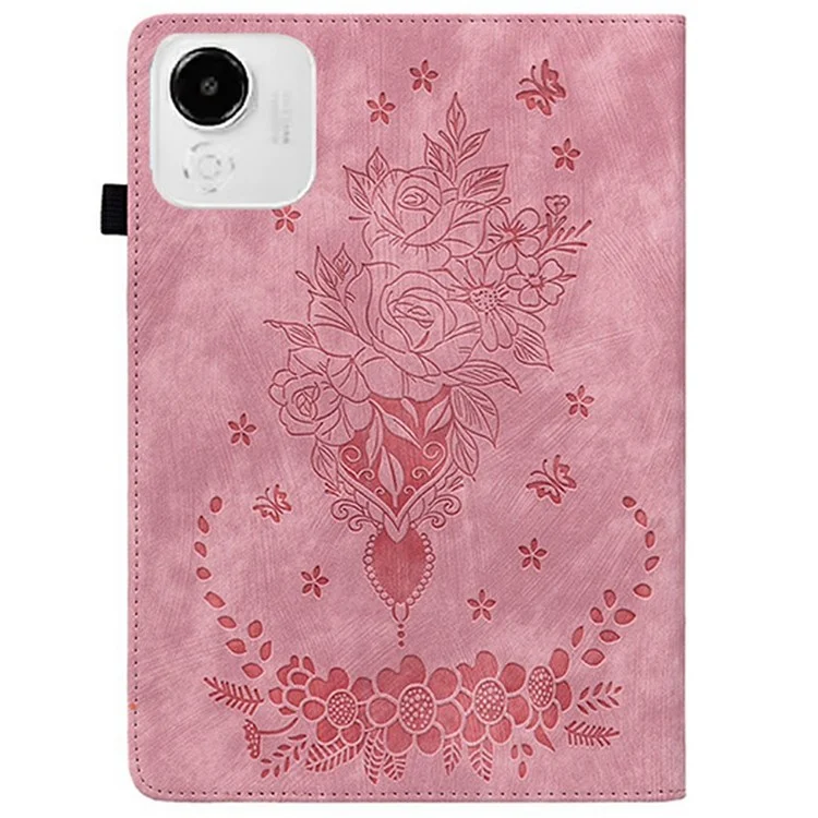Funda para Honor Pad X9a con Soporte para Tarjetas, Cuero Antiarañazos con Estampado de Rosa - Rosa