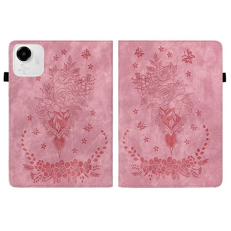 Funda para Honor Pad X9a con Soporte para Tarjetas, Cuero Antiarañazos con Estampado de Rosa - Rosa