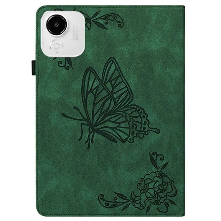 For Honor Pad X9a Case Butterfly Flower Imprint PU Leather Tablet Cover with Card Slots - Green