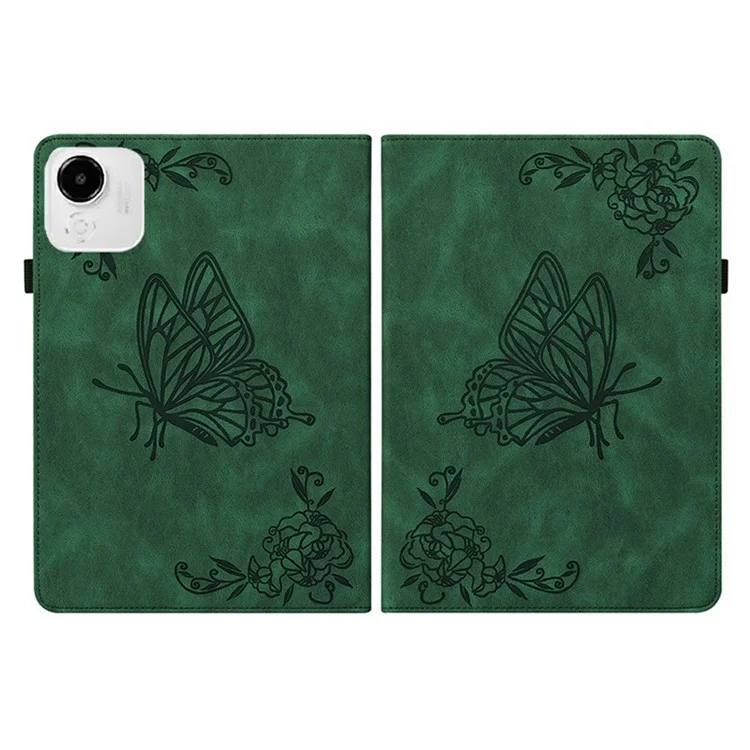 For Honor Pad X9a Case Butterfly Flower Imprint PU Leather Tablet Cover with Card Slots - Green