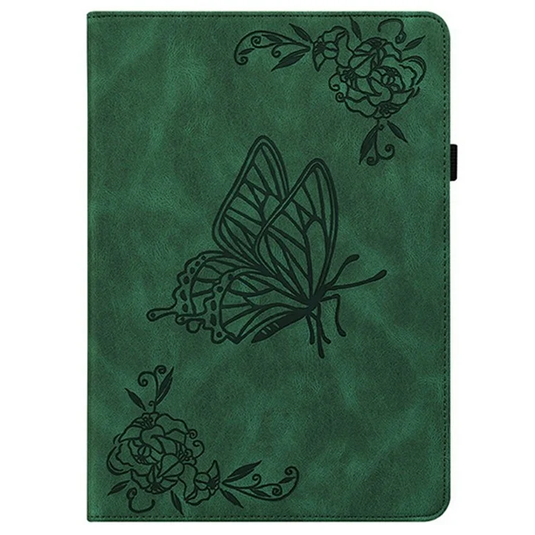 Pour Lenovo Tab TB311FU Étui Papillon Fleur Empreinte Cuir PU Tablette Couverture avec Fentes pour Cartes - Vert