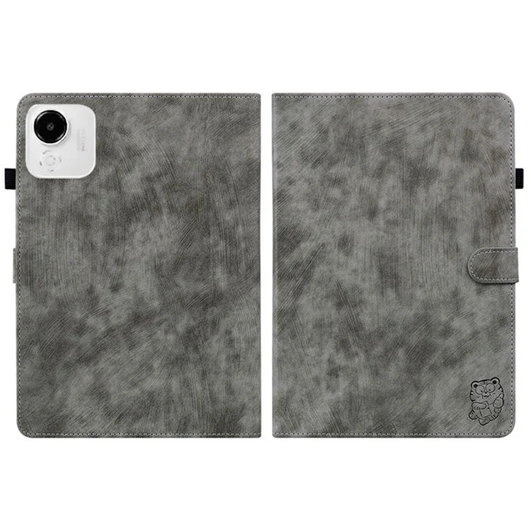 For Honor Pad X9a Hülle Tiger-Prägung Kratzfest PU-Leder Tablet-Schutzhülle - Grau