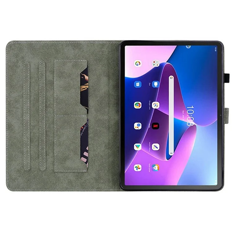 Pour Lenovo Tab TB311FU Étui Motif Tigre Anti-Rayures Housse de Tablette en Cuir PU - Gris