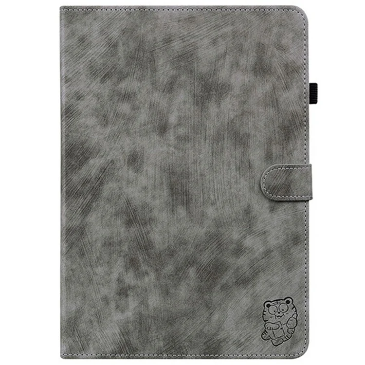 Pour Lenovo Tab TB311FU Étui Motif Tigre Anti-Rayures Housse de Tablette en Cuir PU - Gris