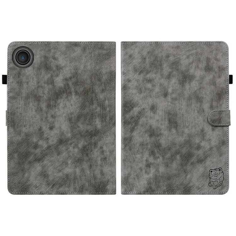 Pour Lenovo Tab TB311FU Étui Motif Tigre Anti-Rayures Housse de Tablette en Cuir PU - Gris