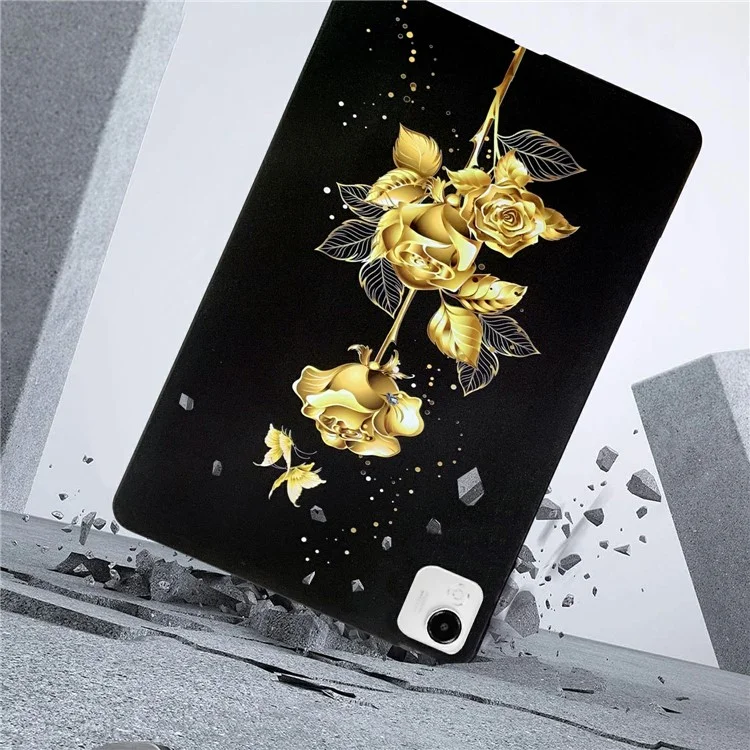 For Honor Pad X9a TPU-Schutzhülle mit Musteraufdruck Schlanke Tablet-Schutzhülle - Goldener Schmetterling Rose