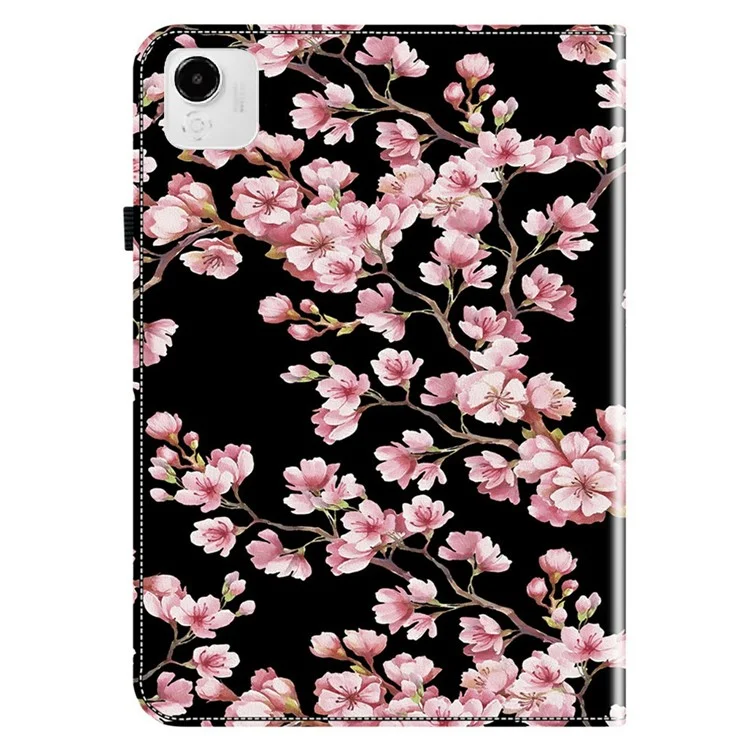 Lederhülle für Honor Pad X9a mit Musteraufdruck, Ständer und Kartenfächern - Pflaumenblüte