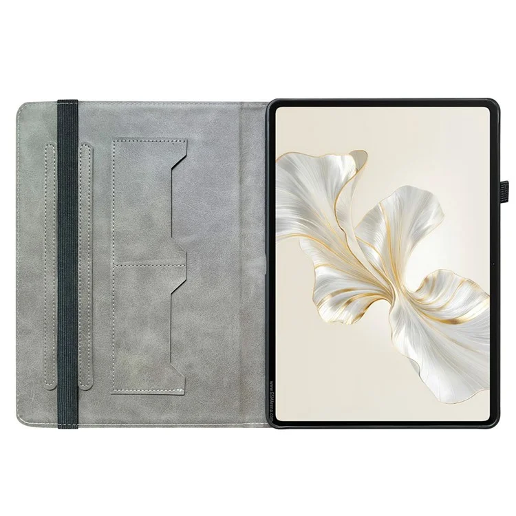 For Honor Pad X9a Leather Case Pattern Printed Stand Tablet Cover with Card Slots - Black Rose