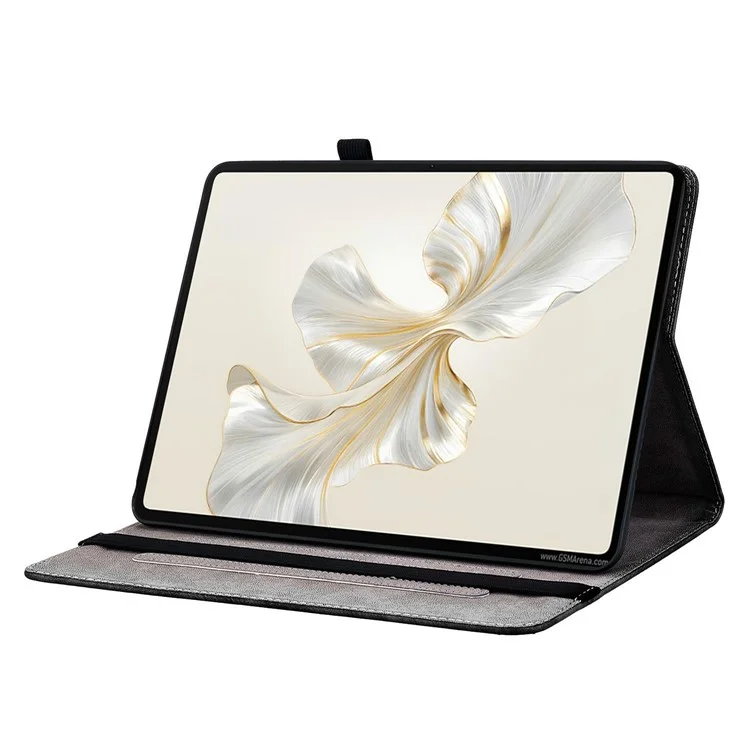 For Honor Pad X9a Leather Case Pattern Printed Stand Tablet Cover with Card Slots - Black Rose