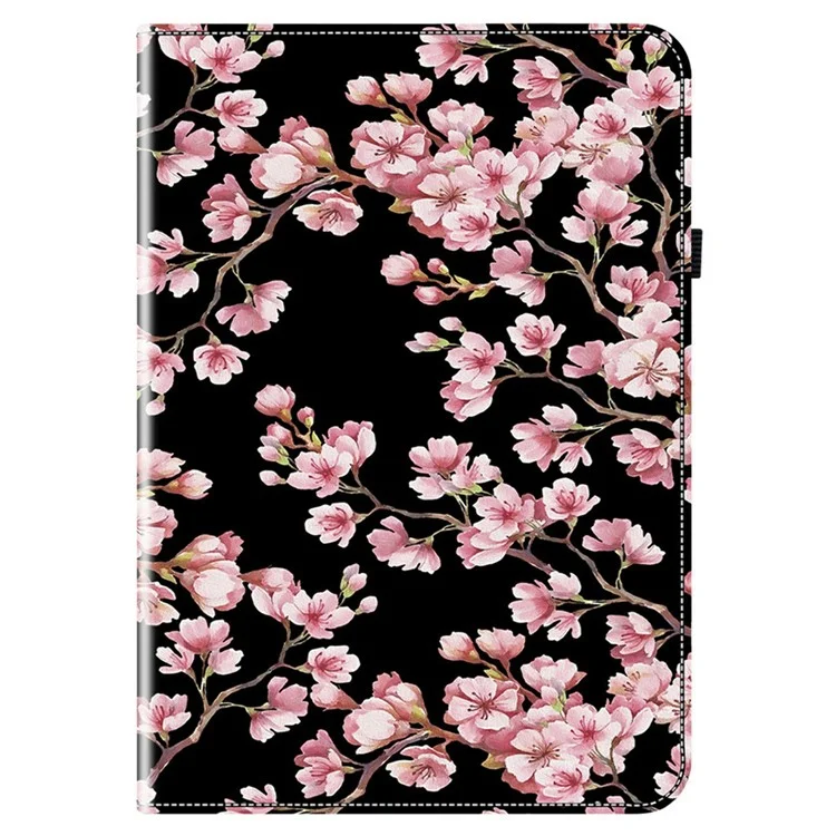Étui en cuir pour Lenovo Tab TB311FU avec motif imprimé, support et emplacements pour cartes - Fleur de prunier