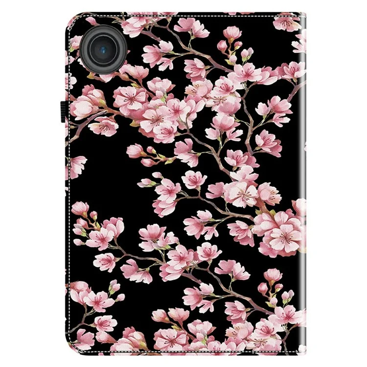 Étui en cuir pour Lenovo Tab TB311FU avec motif imprimé, support et emplacements pour cartes - Fleur de prunier