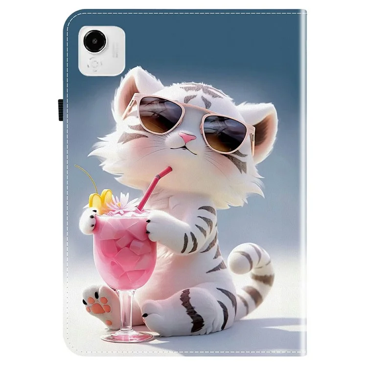 For Honor Pad X9a Leather Case Pattern Printed Stand Tablet Cover with Card Slots - Cartoon Tiger
