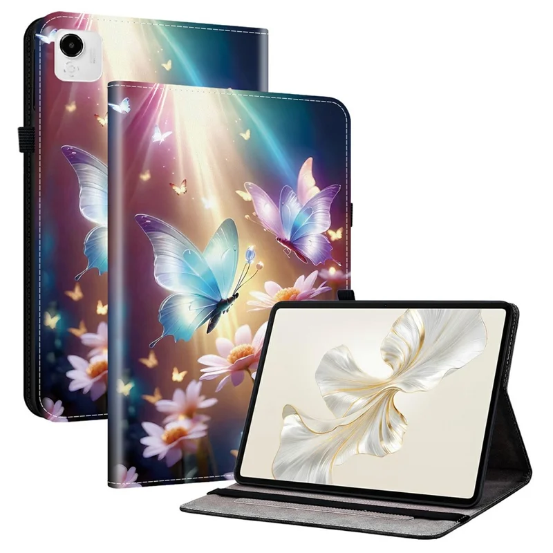 For Honor Pad X9a Leather Case Pattern Printed Stand Tablet Cover with Card Slots - Butterfly Floral
