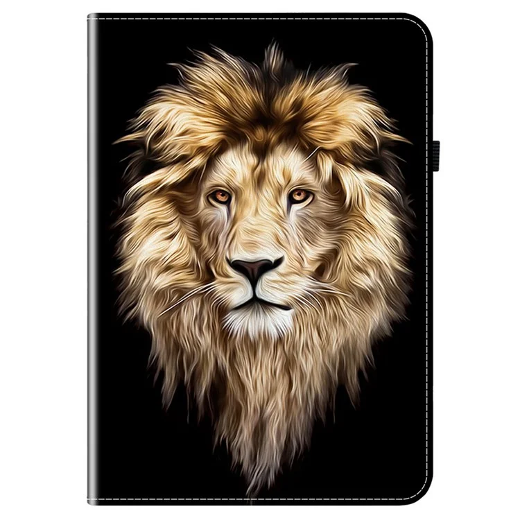 For Lenovo Tab TB311FU Leather Case Pattern Printed Stand Tablet Cover with Card Slots - Lion Head