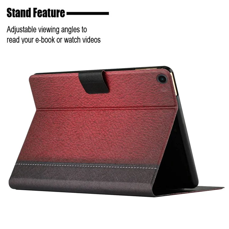 Pour Samsung Galaxy Tab A8 10.5 (2021) / X205 / X200 / Tab A8 10.5 (2022) Bi-color Splicing PU Leather Tablet Case with Stand Card Holder with Auto Wake / Sleep - Rouge