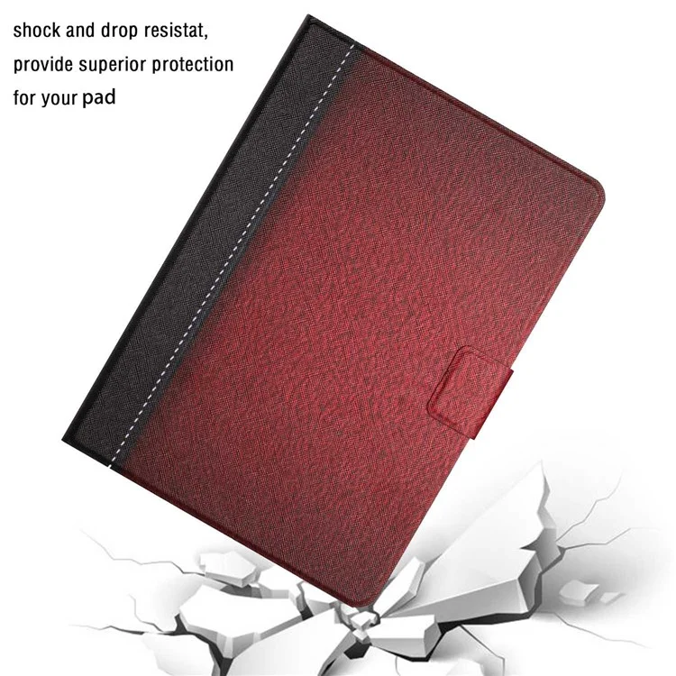 Pour Samsung Galaxy Tab A8 10.5 (2021) / X205 / X200 / Tab A8 10.5 (2022) Bi-color Splicing PU Leather Tablet Case with Stand Card Holder with Auto Wake / Sleep - Rouge