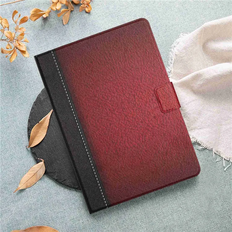 Pour Samsung Galaxy Tab A8 10.5 (2021) / X205 / X200 / Tab A8 10.5 (2022) Bi-color Splicing PU Leather Tablet Case with Stand Card Holder with Auto Wake / Sleep - Rouge
