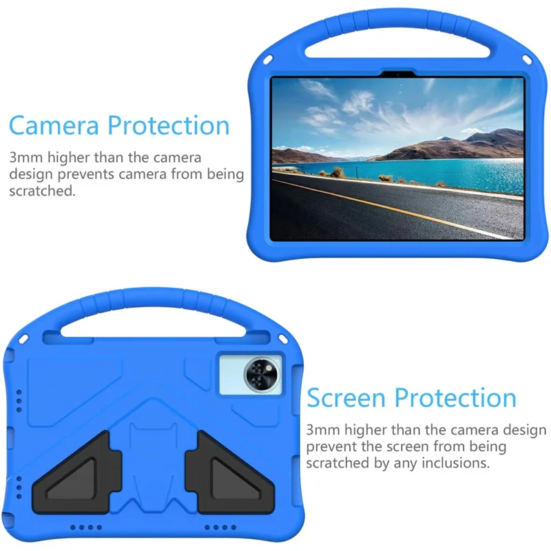 غطاء لوحي من مادة EVA لهاتف Doogee U11 / U11 Pro مع مقبض وحامل مناسب للأطفال - أزرق